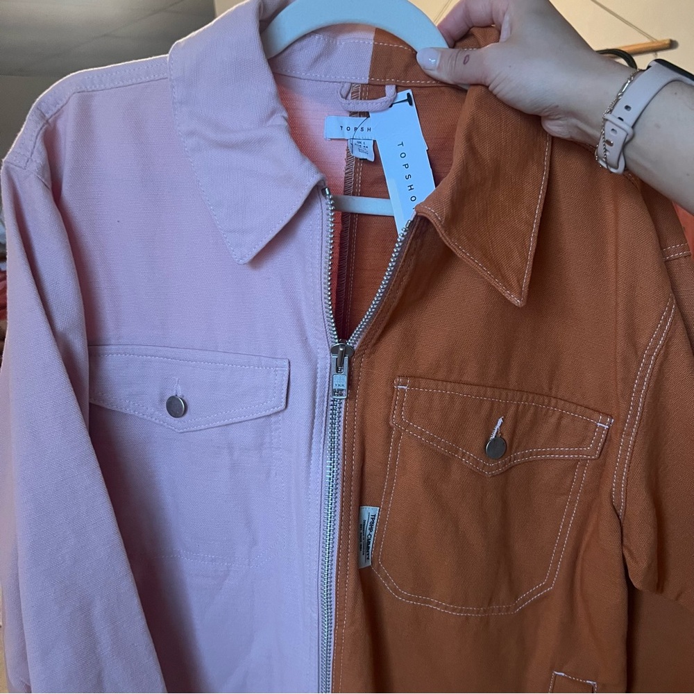 Topshop Pink and Orange Colorblock Jacket